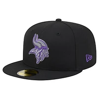 Casquette ajustée New Era 59FIFTY pour homme, noire, Minnesota Vikings, color pop