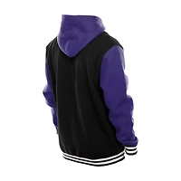 Veste à capuche polaire boutons-pression New Era noire des Vikings du Minnesota pour homme