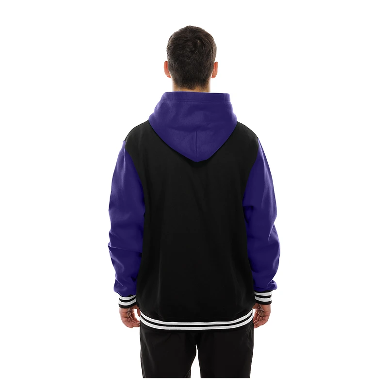 Veste à capuche polaire boutons-pression New Era noire des Vikings du Minnesota pour homme