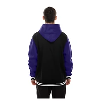 Veste à capuche polaire boutons-pression New Era noire des Vikings du Minnesota pour homme