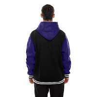 Veste à capuche polaire boutons-pression New Era noire des Vikings du Minnesota pour homme