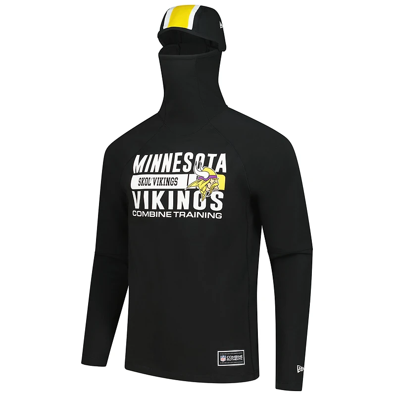 Sweat à capuche fonctionnel noir rayures pour homme New Era Minnesota Vikings Fandom Balaclava Helmet Tri-Blend