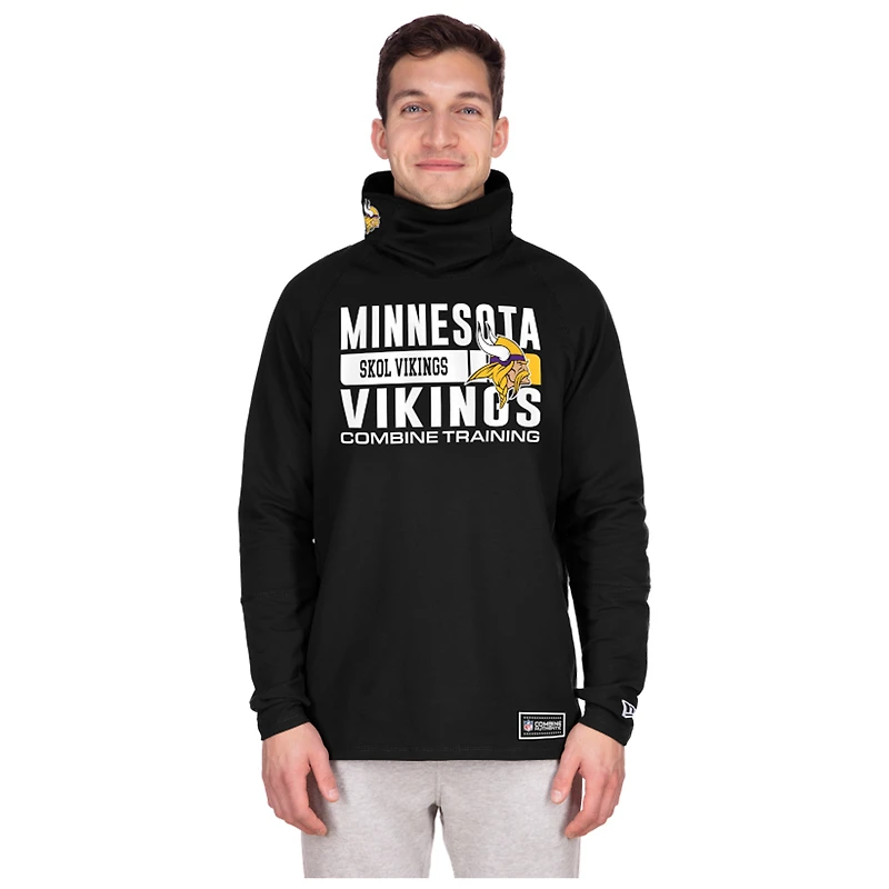 Sweat à capuche fonctionnel noir rayures pour homme New Era Minnesota Vikings Fandom Balaclava Helmet Tri-Blend