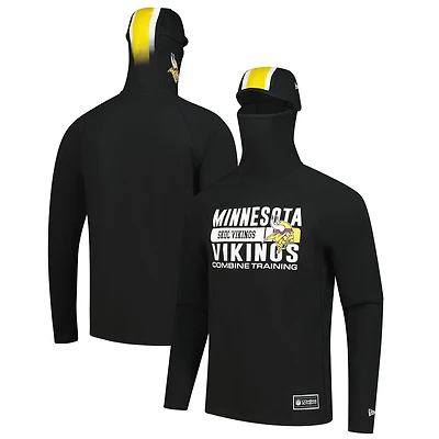 Men's New Era Black Minnesota Vikings Functional Fandom Balaclava Helmet Stripe Tri-Blend Hoodie
