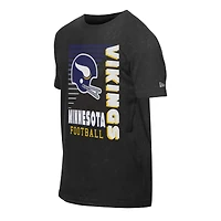 Men's New Era Black Minnesota Vikings Retro Logo Enzyme Washed Oversized T-Shirt