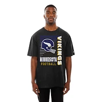 Men's New Era Black Minnesota Vikings Retro Logo Enzyme Washed Oversized T-Shirt