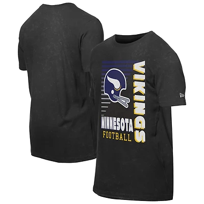 T-shirt oversize délavé aux enzymes avec logo rétro des Vikings du Minnesota, noir, New Era, pour homme
