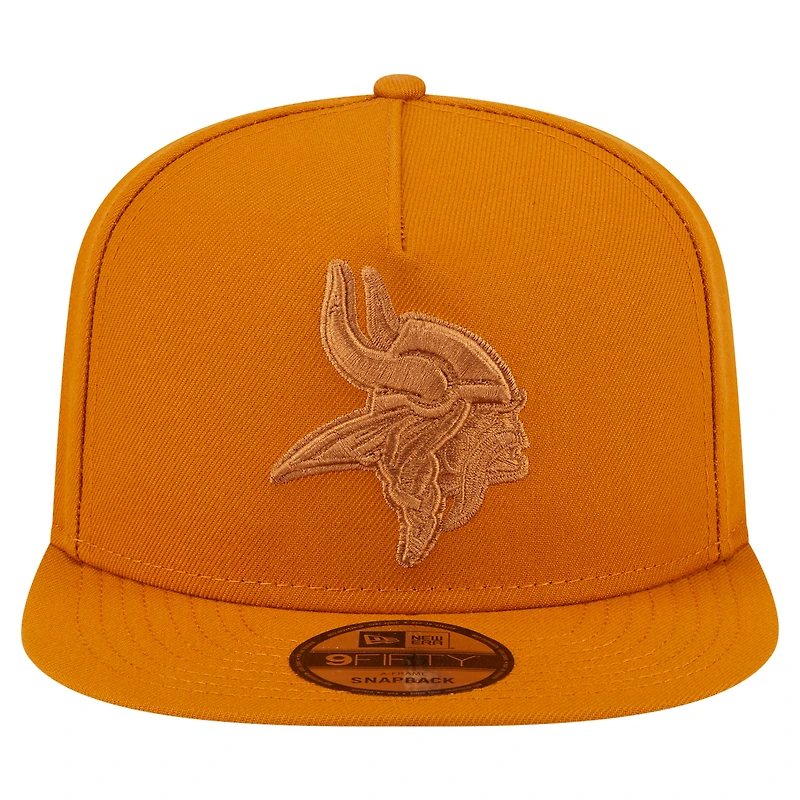 Casquette snapback A-Frame 9FIFTY marron pour homme, motif Minnesota Vikings, New Era