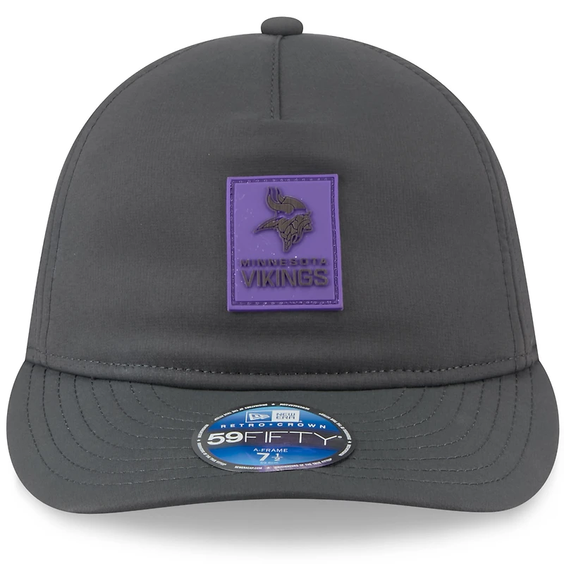 Casquette ajustée 59FIFTY pour homme, couleur charbon, Minnesota Vikings 2025 Sideline Retro Crown, New Era