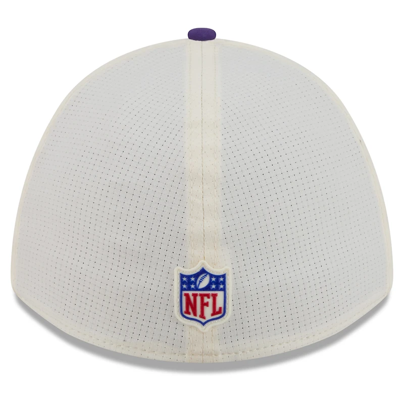 Men's New Era Cream/Purple Minnesota Vikings 2026 NFL Training Camp 39THIRTY M-Crown Flex Hat