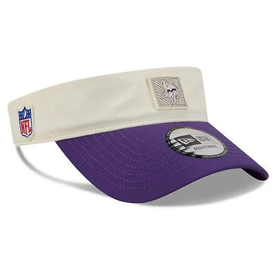 Casquette New Era pour homme, crème/violette, Minnesota Vikings, camp d'entraînement NFL 2026, visière ajustable