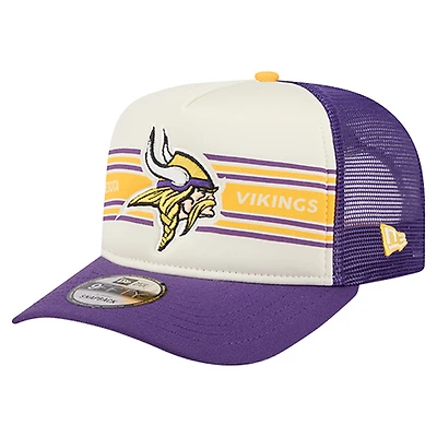 Men's New Era  Cream/Purple Minnesota Vikings Banner A-Frame 9FIFTY Trucker Snapback Hat