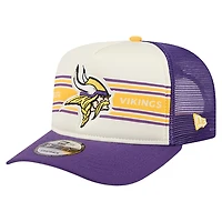 Men's New Era  Cream/Purple Minnesota Vikings Banner A-Frame 9FIFTY Trucker Snapback Hat