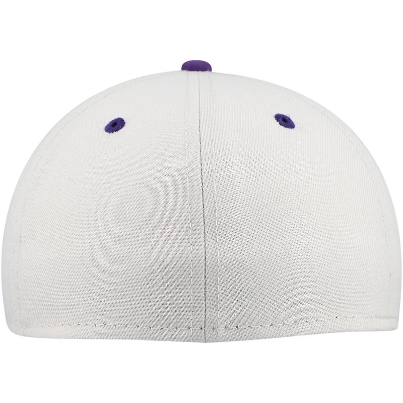 Men's New Era Cream/Purple Minnesota Vikings Historic Script 59FIFTY Fitted Hat