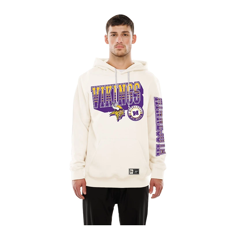 Sweat à capuche New Era crème Minnesota Vikings Dune Dust pour homme