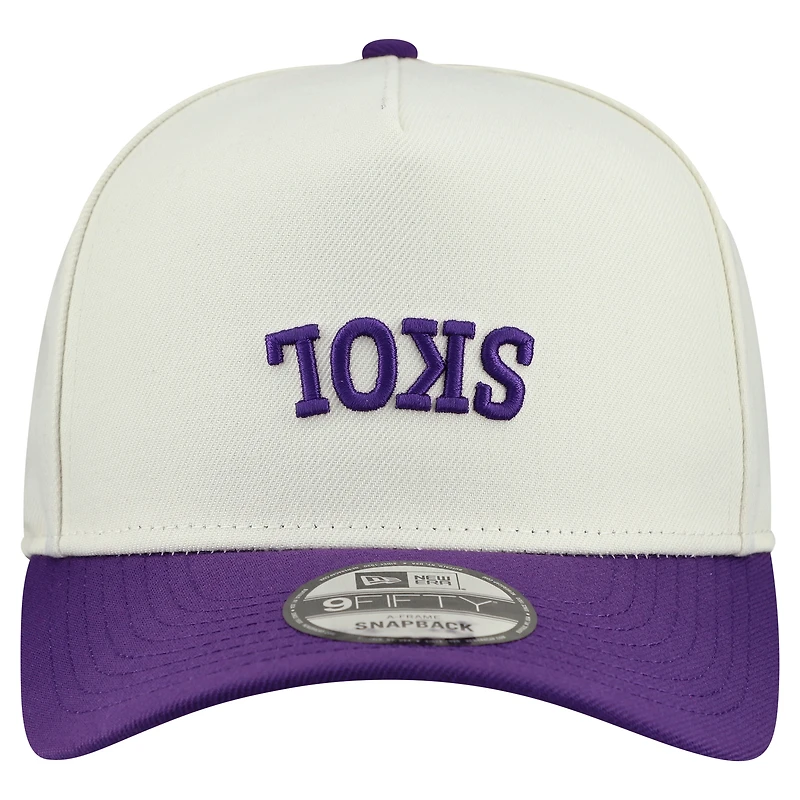 Men's New Era Cream Minnesota Vikings Upside Down 9FIFTY A-Frame Snapback Hat