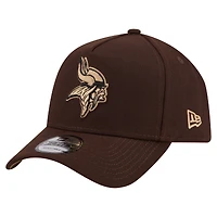 Men's New Era  Dark Brown Minnesota Vikings Burnt Wood A-Frame 9FORTY Adjustable Hat