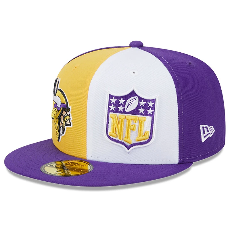 Casquette ajustée 59FIFTY Sideline des Vikings du Minnesota 2023 New Era pour homme, or/violet