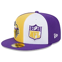 Casquette ajustée 59FIFTY Sideline des Vikings du Minnesota 2023 New Era pour homme, or/violet