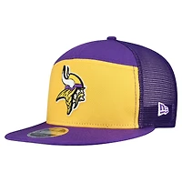Casquette snapback 9FIFTY extérieure à panneaux fendus New Era pour homme, couleur or/violet, des Vikings du Minnesota