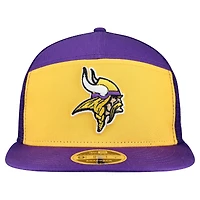 Casquette snapback 9FIFTY extérieure à panneaux fendus New Era pour homme, couleur or/violet, des Vikings du Minnesota