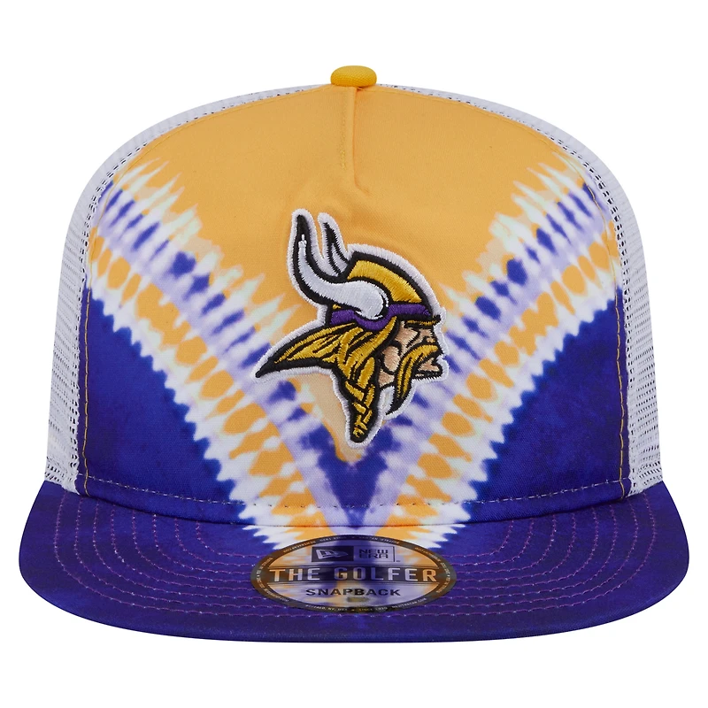 Casquette de golf à visière arrière dorée/violette New Era pour homme Minnesota Vikings