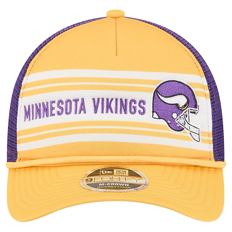 Men's New Era  Gold Minnesota Vikings  Linear A-Frame 9FORTY Adjustable Hat