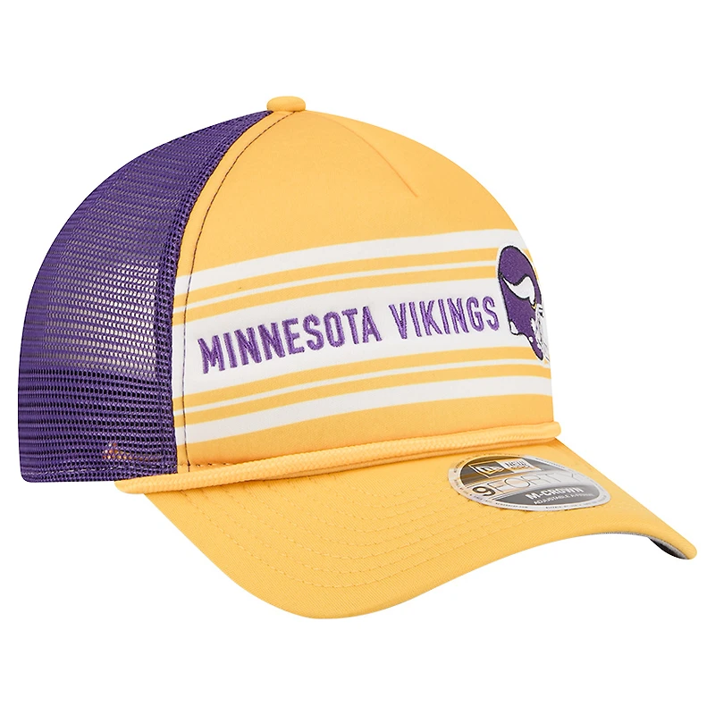 Men's New Era  Gold Minnesota Vikings  Linear A-Frame 9FORTY Adjustable Hat