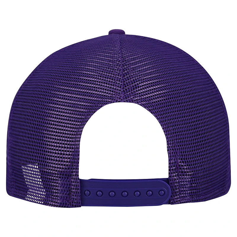 Men's New Era Gray/Purple Minnesota Vikings Cork Split Panel 9FIFTY Trucker Snapback Hat