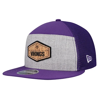 Men's New Era  Gray/Purple Minnesota Vikings Cork Split Panel 9FIFTY Trucker Snapback Hat