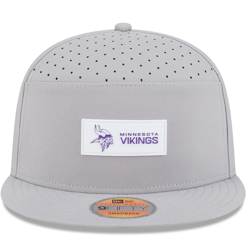 Casquette snapback 9FIFTY grise à panneau fendu pour homme, édition 2025 des Vikings du Minnesota, New Era