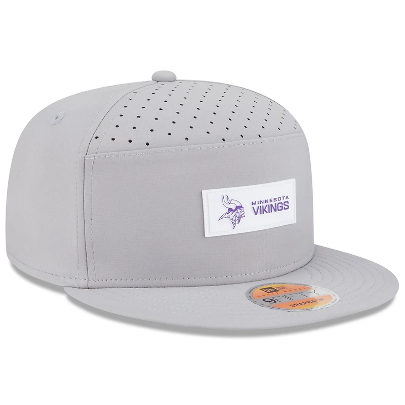 Casquette snapback 9FIFTY grise à panneau fendu pour homme, édition 2025 des Vikings du Minnesota, New Era
