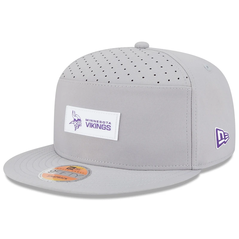 Casquette snapback 9FIFTY grise à panneau fendu pour homme, édition 2025 des Vikings du Minnesota, New Era