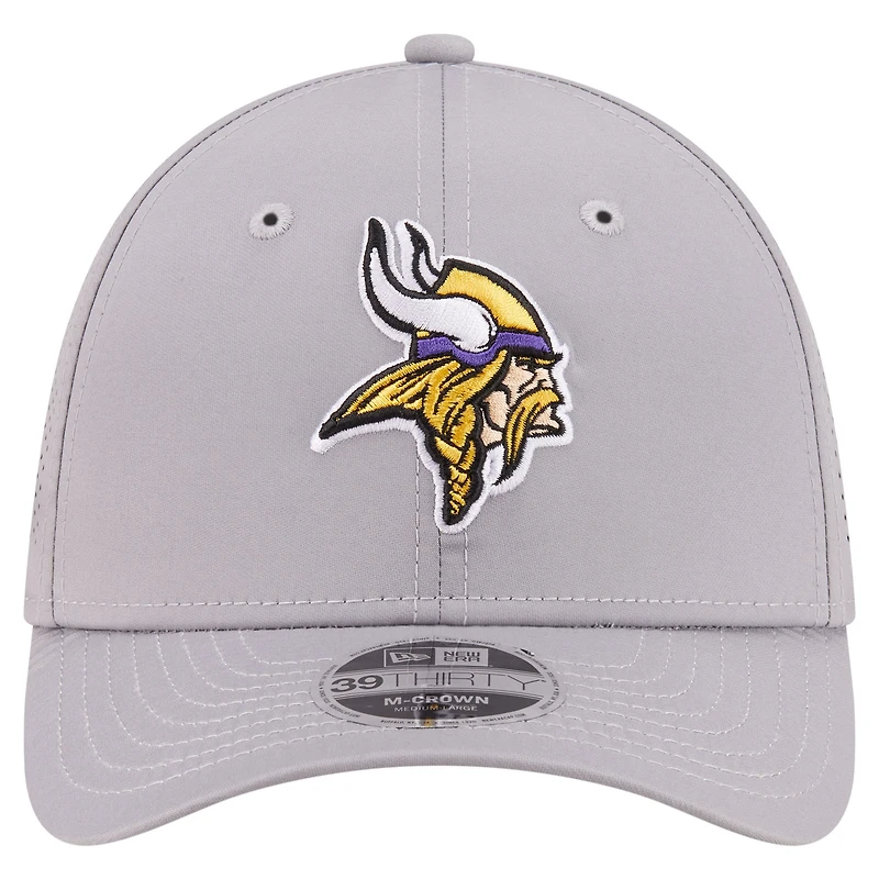 Casquette New Era grise Minnesota Vikings 39THIRTY M-Crown Flex Fit pour homme
