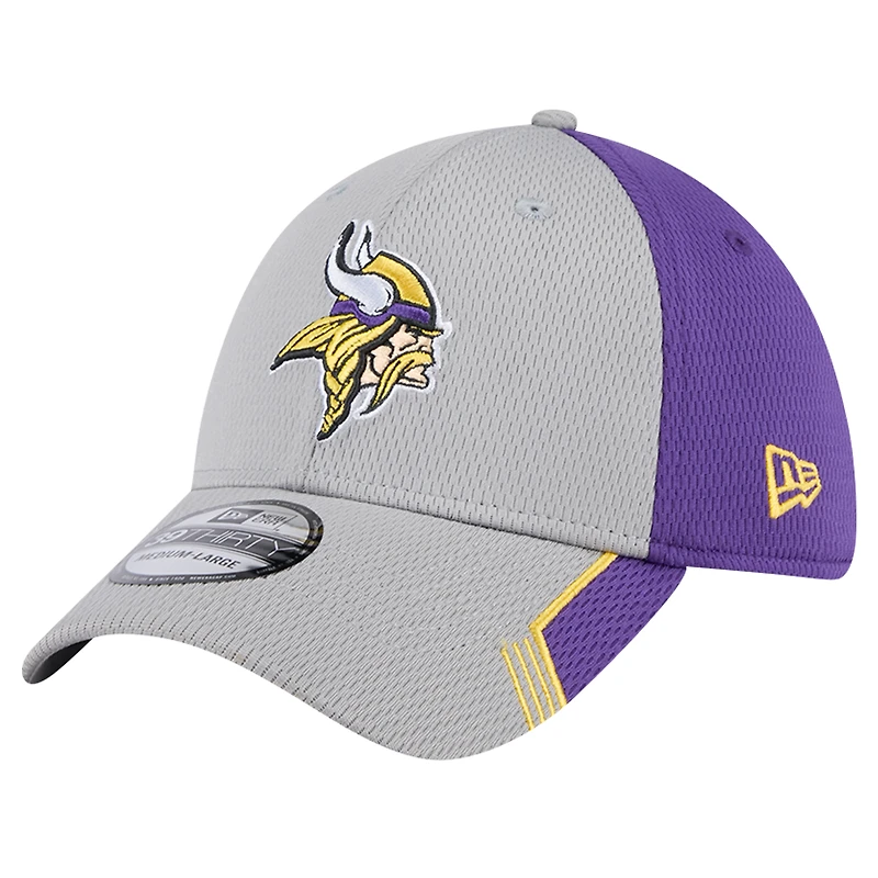 Men's New Era Gray Minnesota Vikings Active Visor Trim 39THIRTY Flex Hat