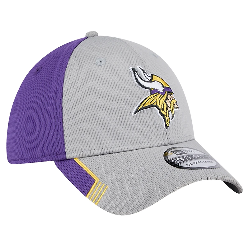 Men's New Era Gray Minnesota Vikings Active Visor Trim 39THIRTY Flex Hat