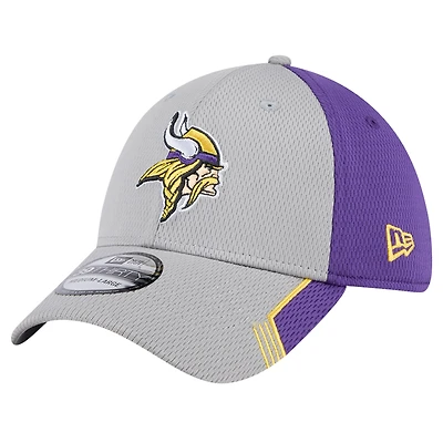Men's New Era Gray Minnesota Vikings Active Visor Trim 39THIRTY Flex Hat