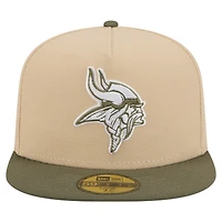 Casquette ajustée A-Frame 59FIFTY pour homme, coloris beige clair/olive, des Vikings du Minnesota
