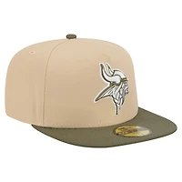 Casquette ajustée A-Frame 59FIFTY pour homme, coloris beige clair/olive, des Vikings du Minnesota