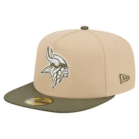 Casquette ajustée A-Frame 59FIFTY pour homme, coloris beige clair/olive, des Vikings du Minnesota