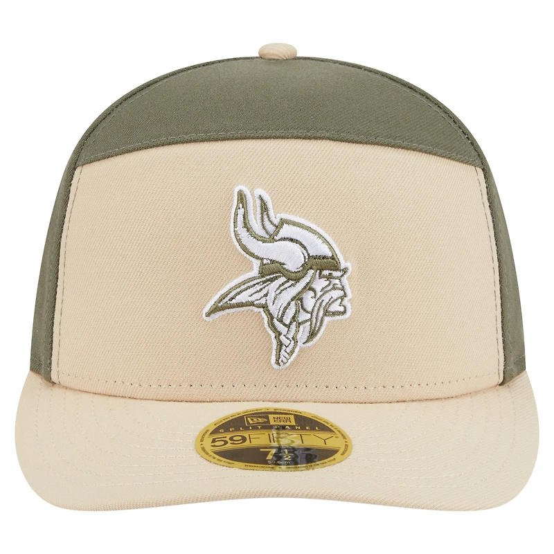 Men's New Era Light Beige/Olive Minnesota Vikings Two-Tone Color Pack Split Panel 59FIFTY Fitted Hat