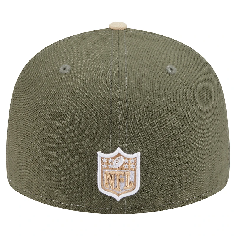 Men's New Era Light Beige/Olive Minnesota Vikings Two-Tone Color Pack Split Panel 59FIFTY Fitted Hat