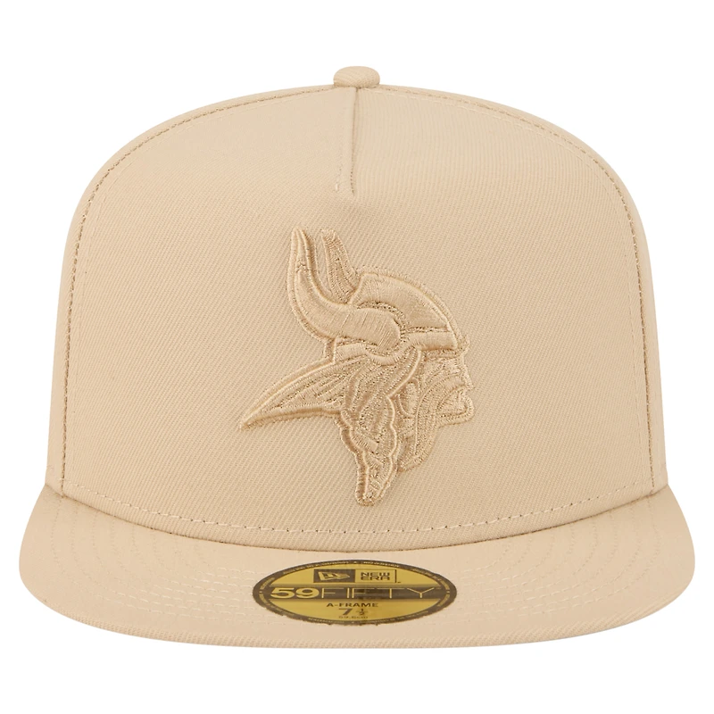 Casquette ajustée A-Frame 59FIFTY beige clair pour homme, motif Minnesota Vikings, New Era