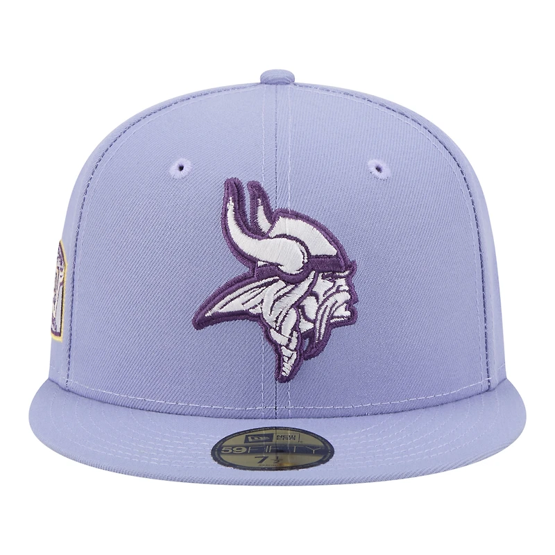 Casquette ajustée New Era 59FIFTY pour homme, couleur violet clair, Minnesota Vikings, Lavender Bloom