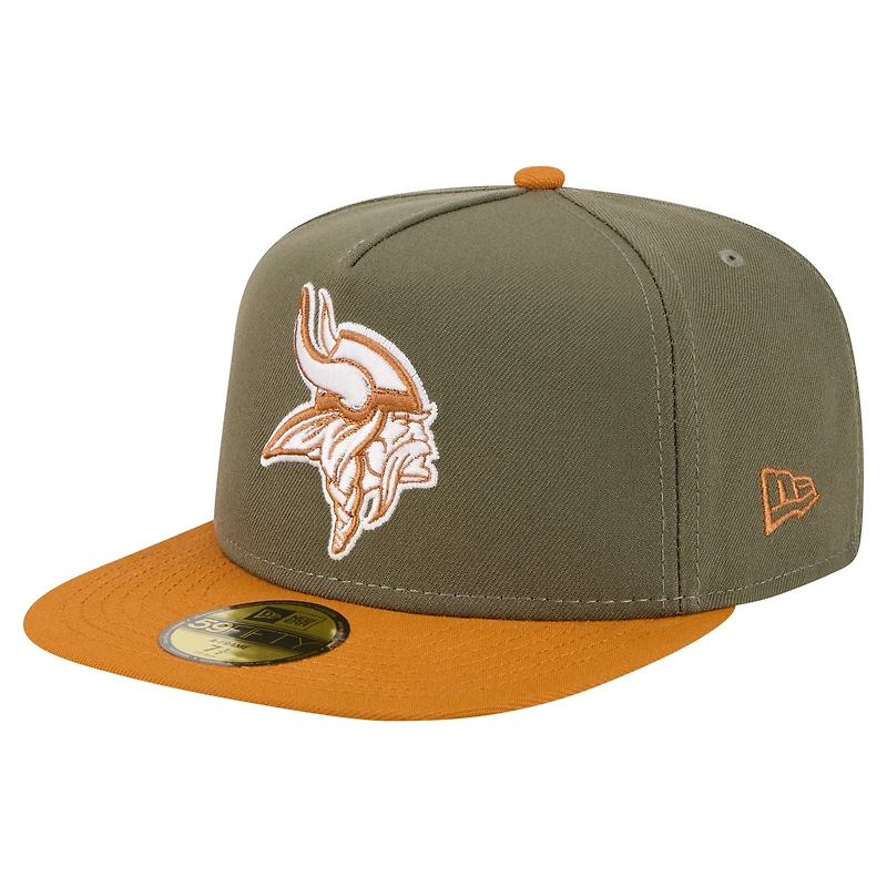 Casquette ajustée A-Frame 59FIFTY pour homme, coloris olive/marron, des Vikings du Minnesota, New Era