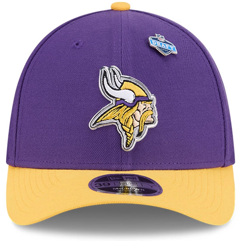 Casquette New Era Flex violette et or Minnesota Vikings 2026 NFL Draft 39THIRTY M-Crown pour homme