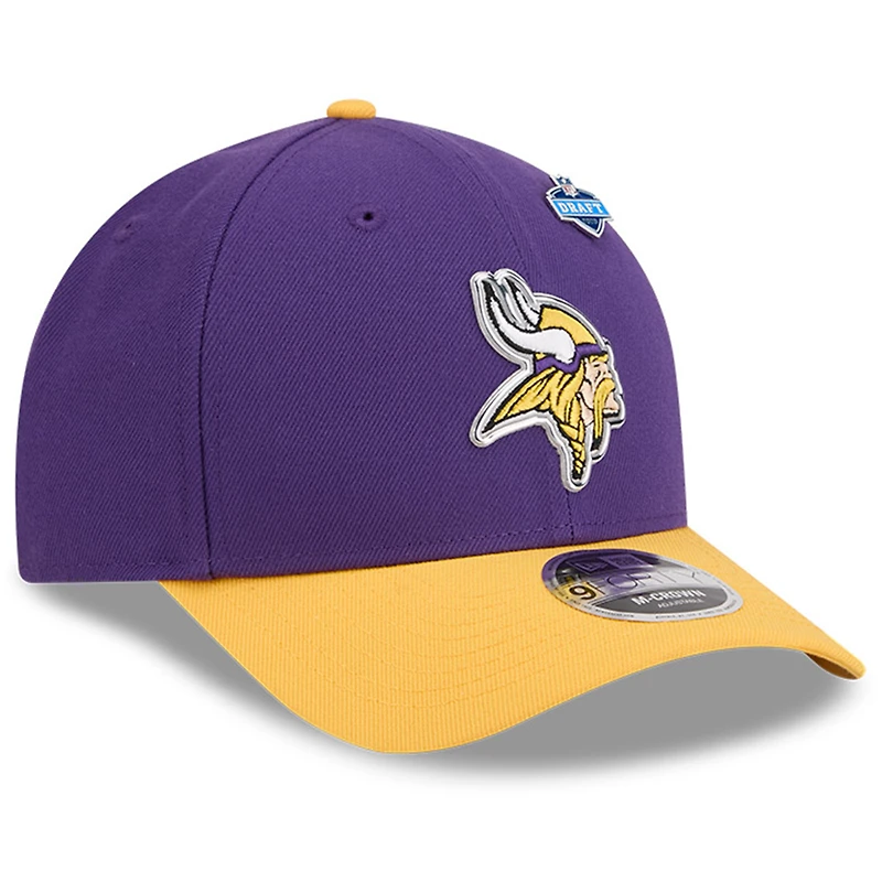 Casquette ajustable New Era violette et or Minnesota Vikings 2026 NFL Draft 9FORTY M-Crown pour homme