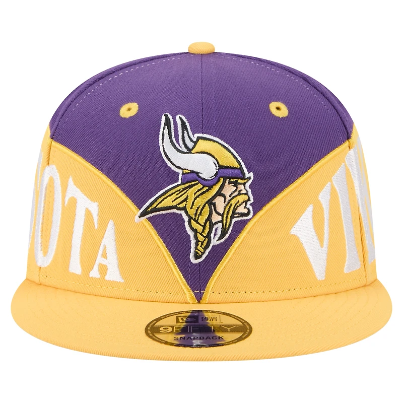 Casquette Snapback 9FIFTY Split des Vikings du Minnesota pour homme New Era violet/or