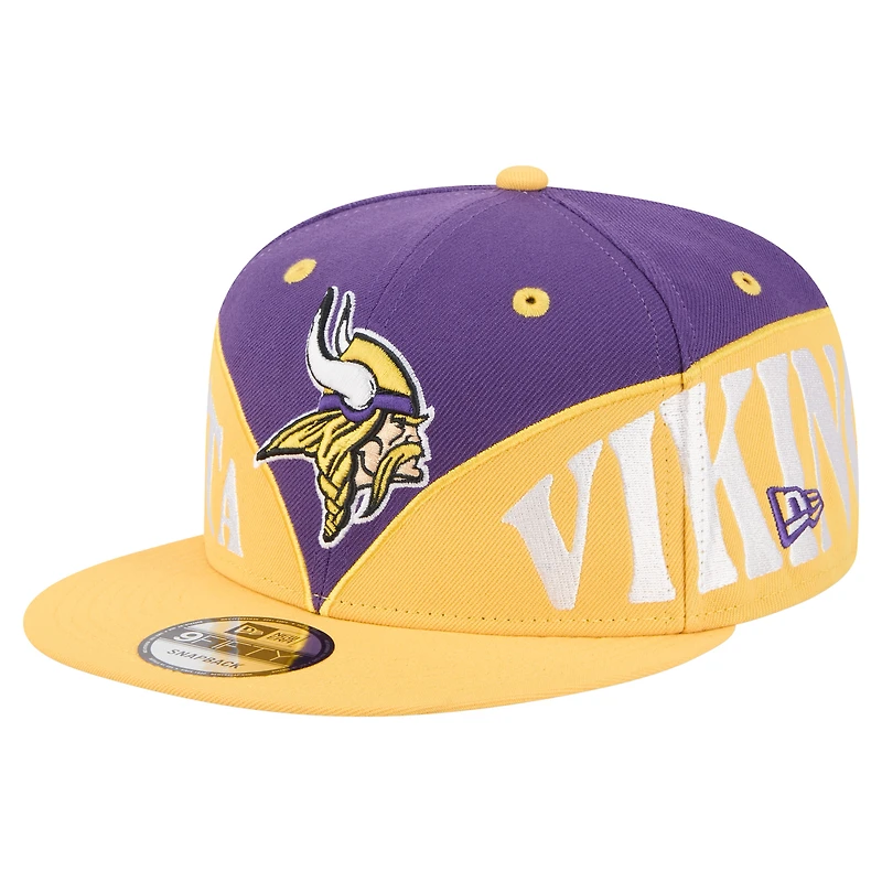 Casquette Snapback 9FIFTY Split des Vikings du Minnesota pour homme New Era violet/or