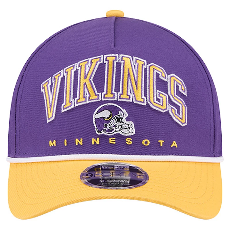 Men's New Era Purple Minnesota Vikings Arch COOLERA 9FORTY A-Frame M-Crown Adjustable Hat